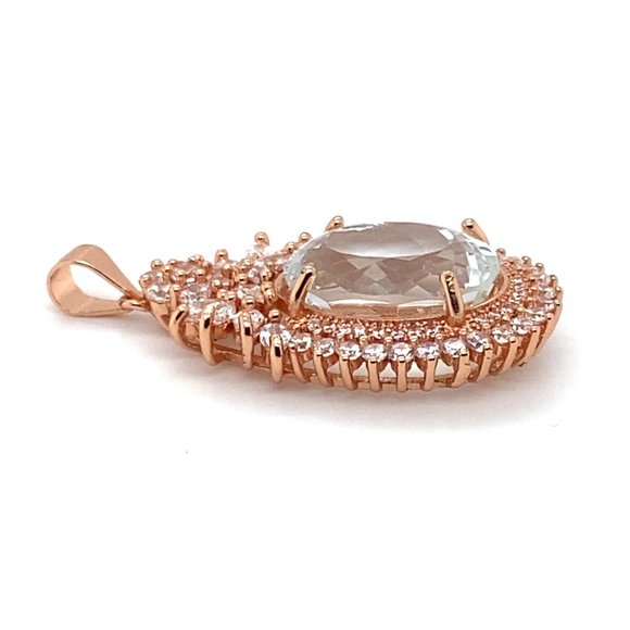 Aquamarine 6.70ct Rose Gold Solid Silver Pendant - Picture 6 of 7
